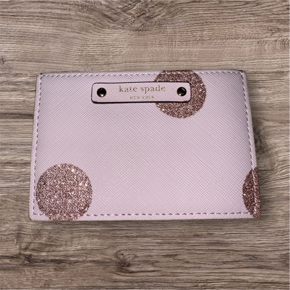 kate spade Handbags - Kate Spade Pink Glitter Polka Dot Women's Card Holder! NWOT!